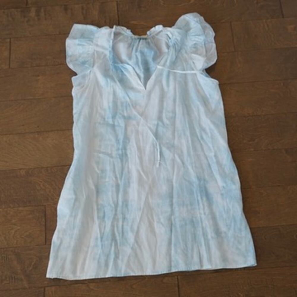 Stark X Dreamy Ruffle Sleeve Dress in a light blue cloud-wash tie-dye Size M